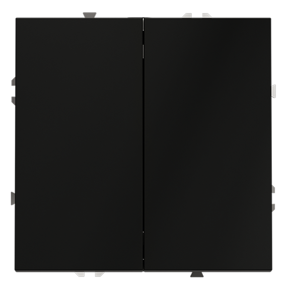 Проходной переключатель встраиваемый VOLTUM S70 двухклавишный 10А, (черный матовый)