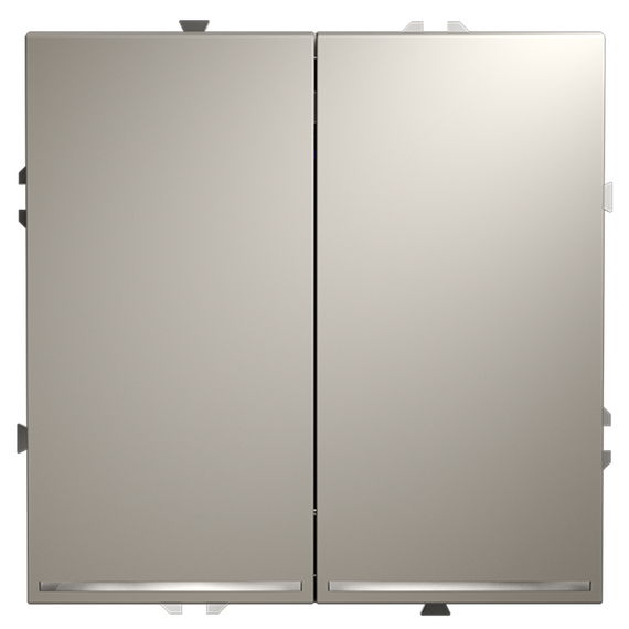 Проходной переключатель встраиваемый VOLTUM S70 двухклавишный с подсветкой 10А, (кашемир)