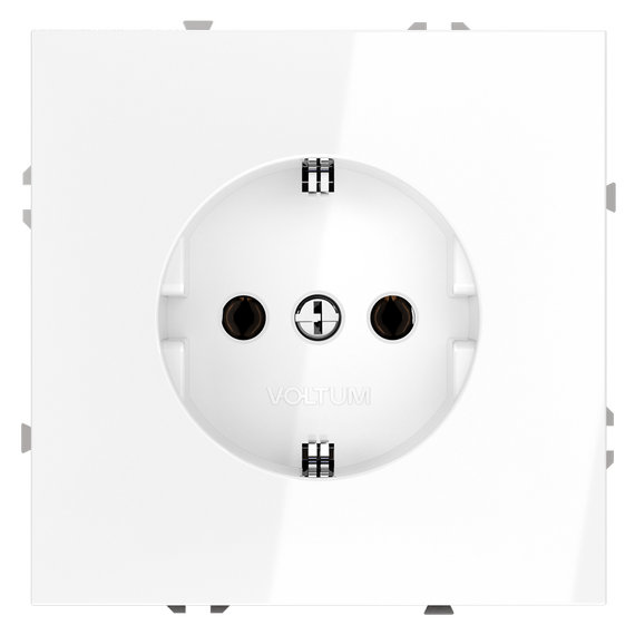 Розетка встраиваемая VOLTUM S70 с заземлением 16А, (белый глянцевый)