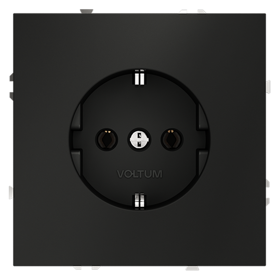Розетка встраиваемая VOLTUM S70 с заземлением 16А, (черный матовый)