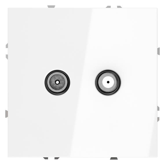 Розетка телевизионная встраиваемая VOLTUM S70 оконечная TV+SAT, (белый глянцевый)