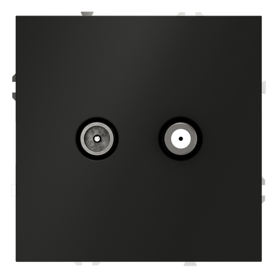 Розетка телевизионная встраиваемая VOLTUM S70 оконечная TV+SAT, (черный матовый)