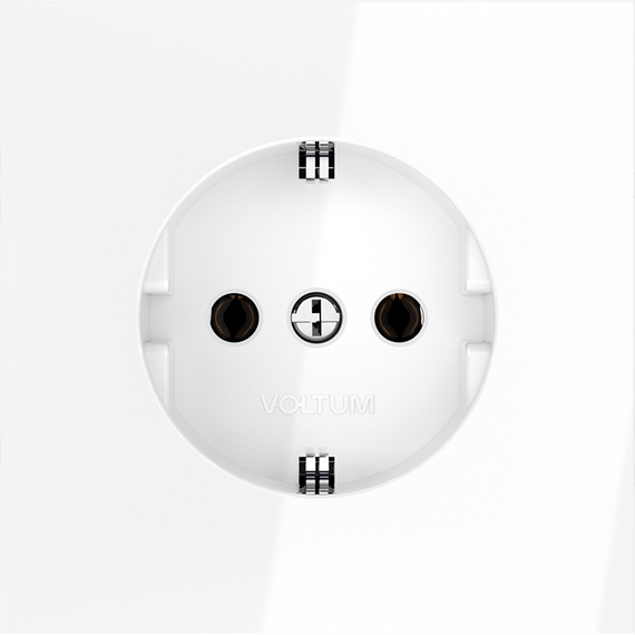 Розетка встраиваемая VOLTUM S70 с заземлением 16А, (белый глянцевый), изображение 2