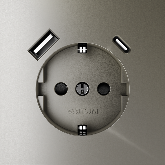 Розетка встраиваемая VOLTUM S70 с заземлением и защитными шторками, 16А, с USB, A+С, (шелк), изображение 8