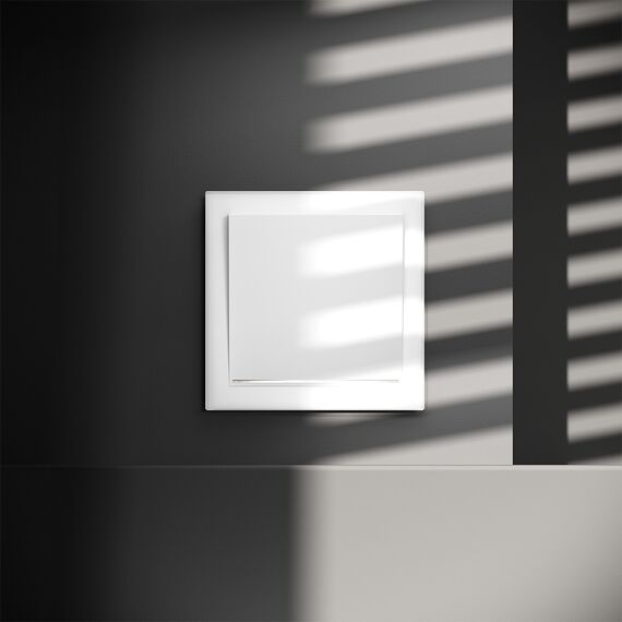 Проходной переключатель встраиваемый VOLTUM S70 одноклавишный с подсветкой 10А, (белый матовый), изображение 5