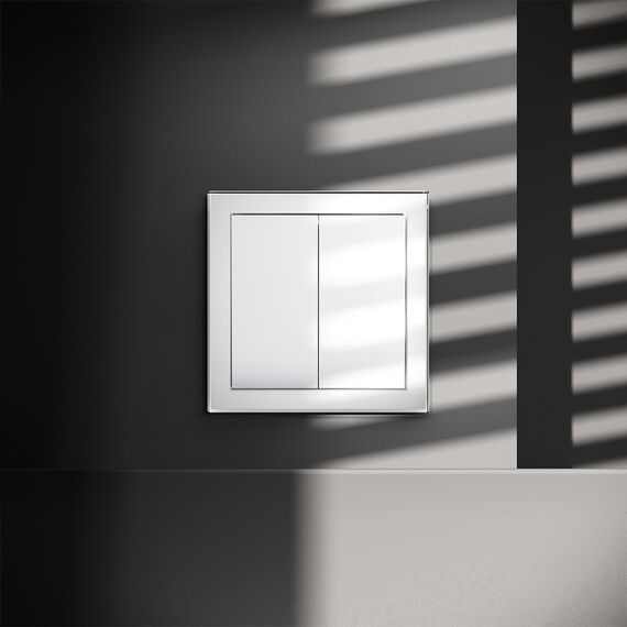 Выключатель встраиваемый VOLTUM S70 двухклавишный 10А, (белый глянцевый), изображение 7