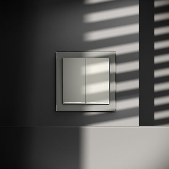 Выключатель встраиваемый VOLTUM S70 двухклавишный с подсветкой 10А, (сталь), изображение 4