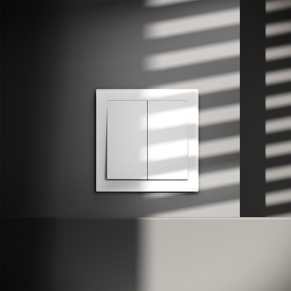 Проходной переключатель встраиваемый VOLTUM S70 двухклавишный 10А, (белый матовый), изображение 5