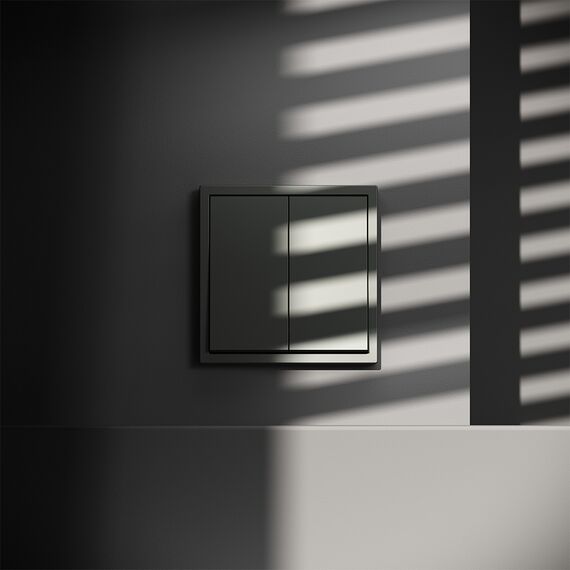 Проходной переключатель встраиваемый VOLTUM S70 двухклавишный 10А, (титан), изображение 4