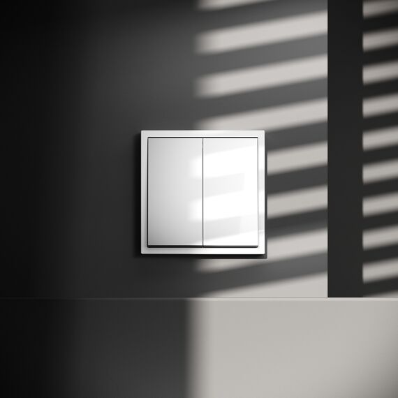 Выключатель с самовозвратом встраиваемый VOLTUM S70 двухклавишный 10А, (белый глянцевый), изображение 4