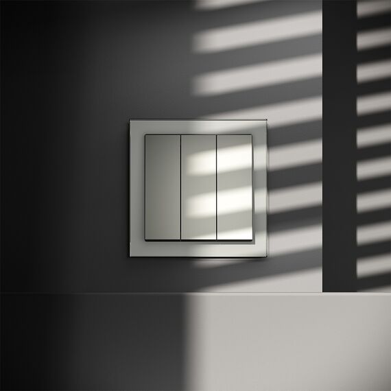 Выключатель встраиваемый VOLTUM S70 трехклавишный 10А, (сталь), изображение 3