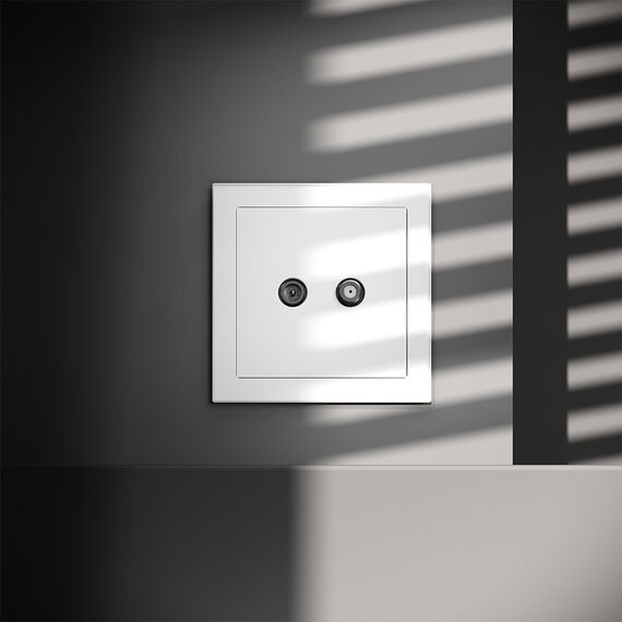 Розетка телевизионная встраиваемая VOLTUM S70 оконечная TV+SAT, (белый матовый), изображение 7