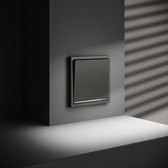 Выключатель встраиваемый VOLTUM S70 одноклавишный с подсветкой 10А, (титан), изображение 5