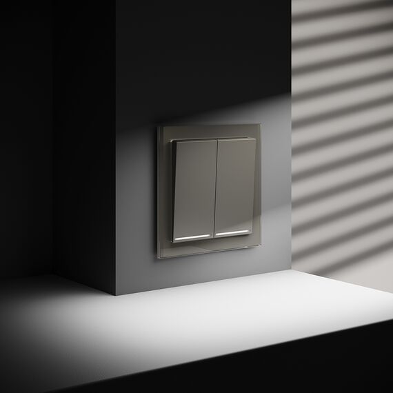 Проходной переключатель встраиваемый VOLTUM S70 двухклавишный с подсветкой 10А, (шелк), изображение 5