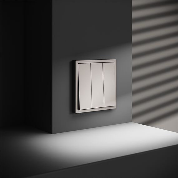 Выключатель встраиваемый VOLTUM S70 трехклавишный 10А, (кашемир), изображение 4