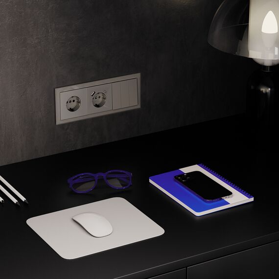 Выключатель встраиваемый VOLTUM S70 трехклавишный 10А, (шелк), изображение 6