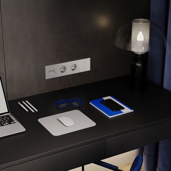 Розетка компьютерная встраиваемая VOLTUM S70 двойная RJ45+RJ45 кат.6, (сталь), изображение 4