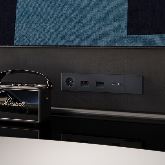 Розетка акустическая встраиваемая VOLTUM S70 4-местная, (графит), изображение 6