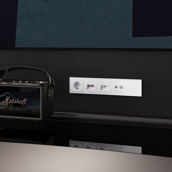 Розетка телевизионная встраиваемая VOLTUM S70 оконечная TV+SAT, (белый глянцевый), изображение 4