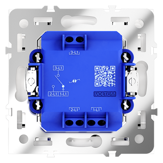 Проходной переключатель встраиваемый VOLTUM S70 одноклавишный с подсветкой 10А, (белый матовый), изображение 3