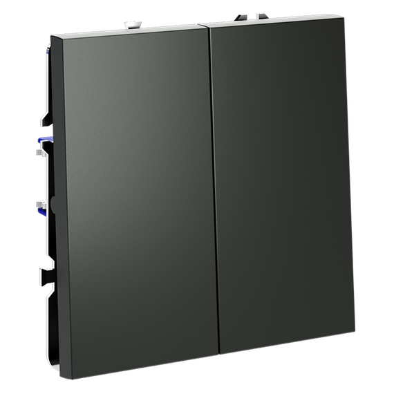 Выключатель встраиваемый VOLTUM S70 двухклавишный 10А, (титан), изображение 3