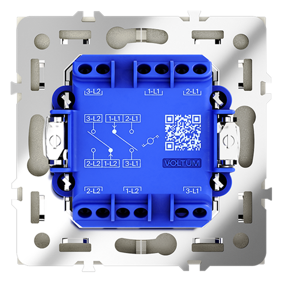 Проходной переключатель встраиваемый VOLTUM S70 двухклавишный 10А, (сталь), изображение 3