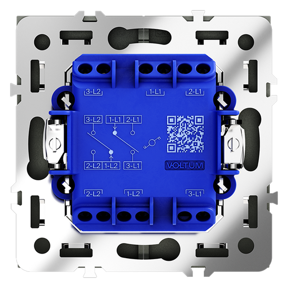 Проходной переключатель встраиваемый VOLTUM S70 двухклавишный 10А, (черный матовый), изображение 3