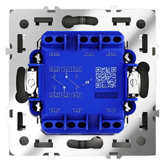 Проходной переключатель встраиваемый VOLTUM S70 двухклавишный с подсветкой 10А, (черный матовый), изображение 3