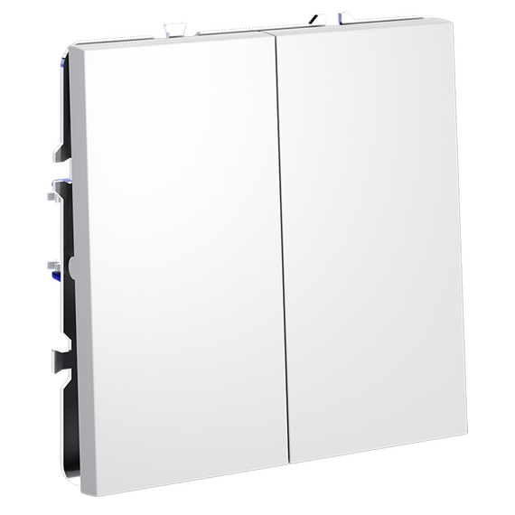 Выключатель с самовозвратом встраиваемый VOLTUM S70 двухклавишный 10А, (белый матовый), изображение 2