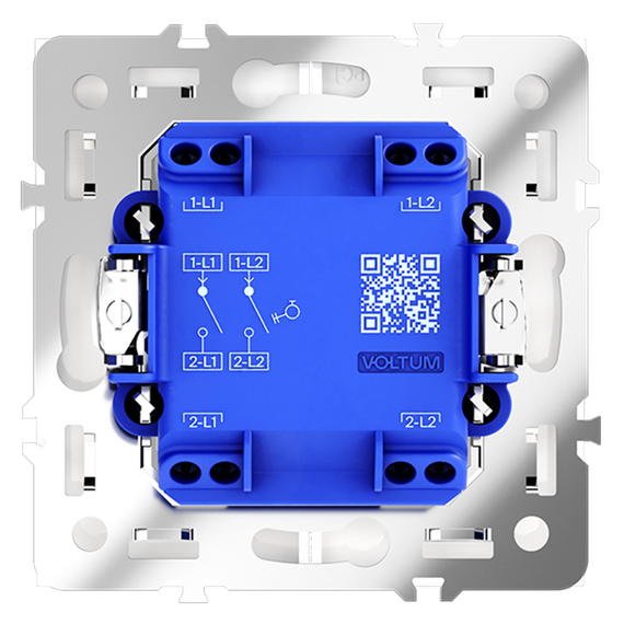 Выключатель с самовозвратом встраиваемый VOLTUM S70 двухклавишный 10А, (белый матовый), изображение 3