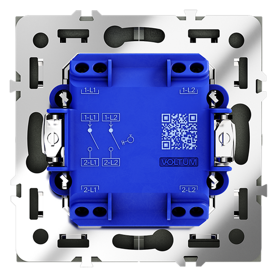 Выключатель с самовозвратом встраиваемый VOLTUM S70 двухклавишный 10А, (черный матовый), изображение 3