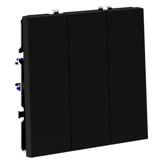 Выключатель встраиваемый VOLTUM S70 трехклавишный 10А, (черный матовый), изображение 3