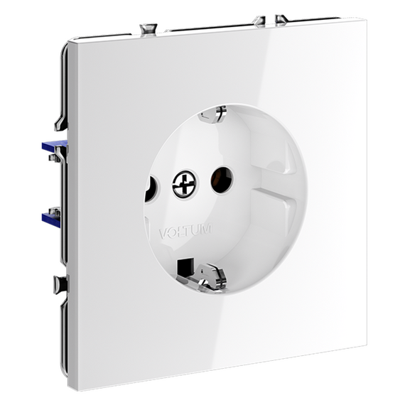 Розетка встраиваемая VOLTUM S70 с заземлением 16А, (белый глянцевый), изображение 4