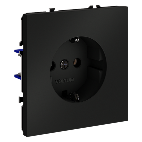 Розетка встраиваемая VOLTUM S70 с заземлением 16А, (черный матовый), изображение 6