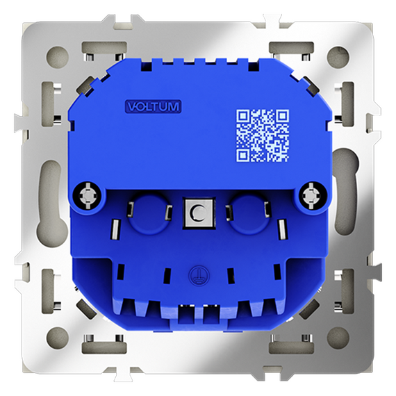 Розетка встраиваемая VOLTUM S70 с заземлением и защитными шторками, 16А, с USB, A+A, (сталь), изображение 3