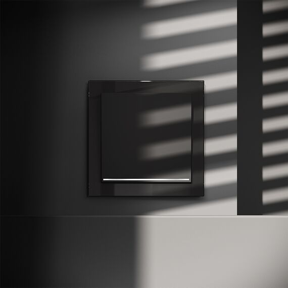 Выключатель встраиваемый VOLTUM S70 одноклавишный с подсветкой 10А, (черный матовый), изображение 2