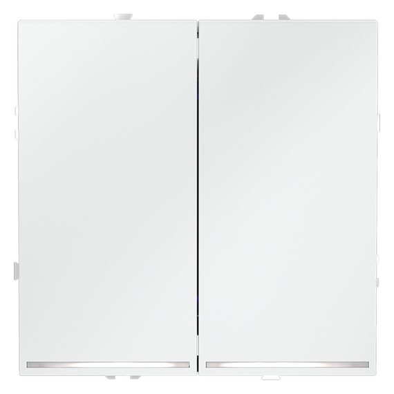 Выключатель встраиваемый VOLTUM S70 двухклавишный с подсветкой 10А, (белый матовый)