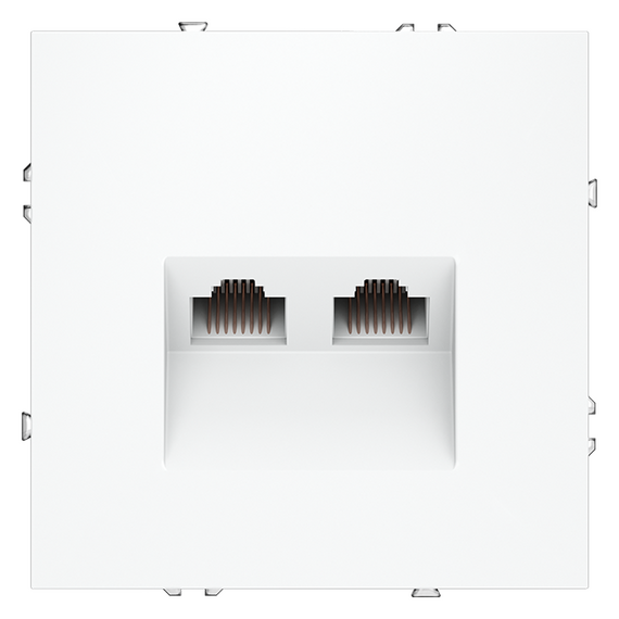 Розетка компьютерная встраиваемая VOLTUM S70 двойная RJ45+RJ45 кат.6, (белый матовый)