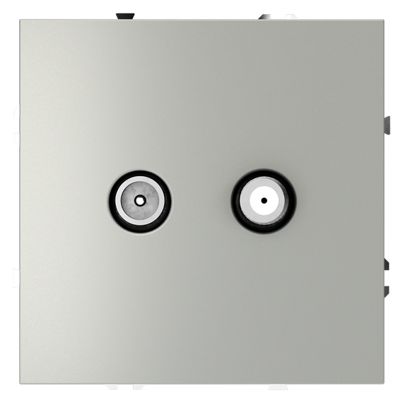 Розетка телевизионная встраиваемая VOLTUM S70 оконечная TV+SAT, (сталь)