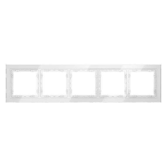 Рамка стеклянная VOLTUM S70 на 5 постов, (белый, стекло)