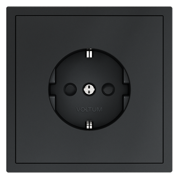 Розетка встраиваемая VOLTUM S70 с заземлением и защитными шторками, 16А, (графит), изображение 8