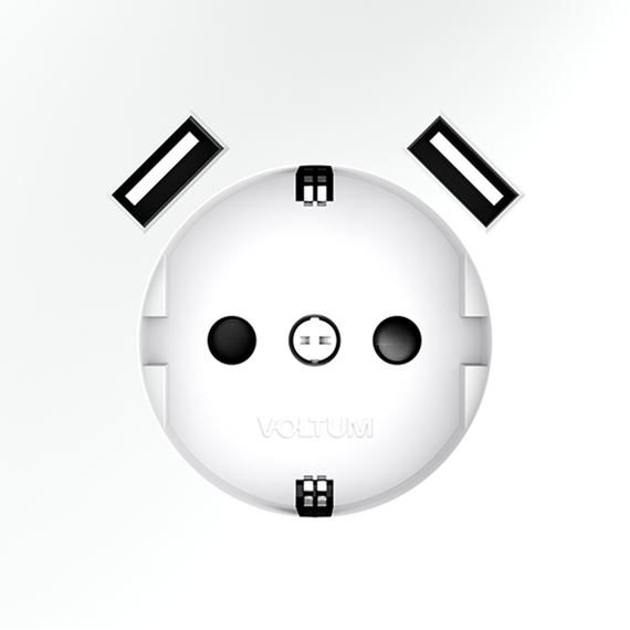 Розетка встраиваемая VOLTUM S70 с заземлением и защитными шторками, 16А, с USB, A+A, (белый матовый), изображение 7