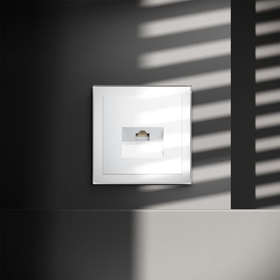 Розетка компьютерная встраиваемая VOLTUM S70 RJ45 кат.6, (белый глянцевый), изображение 6