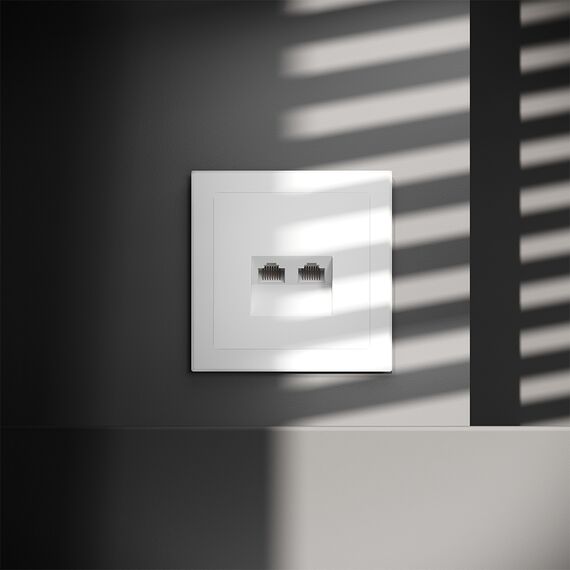 Розетка компьютерная встраиваемая VOLTUM S70 двойная RJ45+RJ45 кат.6, (белый матовый), изображение 7