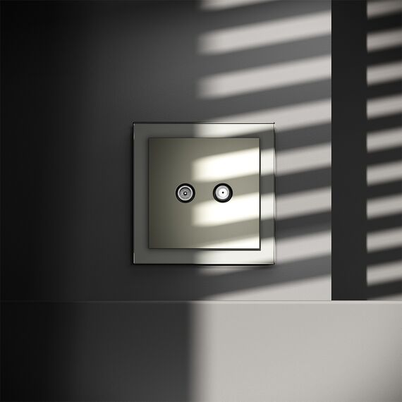 Розетка телевизионная встраиваемая VOLTUM S70 оконечная TV+SAT, (сталь), изображение 4