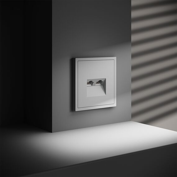 Розетка компьютерная встраиваемая VOLTUM S70 двойная RJ45+RJ45 кат.6, (белый матовый), изображение 4