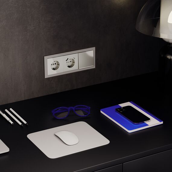 Выключатель встраиваемый VOLTUM S70 одноклавишный с подсветкой 10А, (шелк), изображение 6