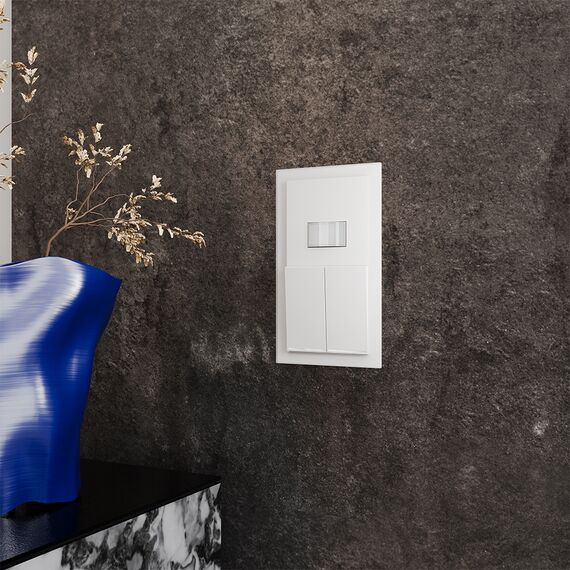 Выключатель встраиваемый VOLTUM S70 двухклавишный с подсветкой 10А, (белый матовый), изображение 5