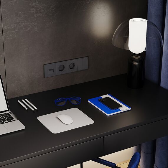 Рамка пластиковая VOLTUM S70 на 4 поста, (графит), изображение 3