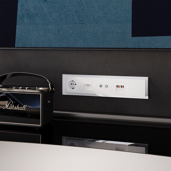 Рамка стеклянная VOLTUM S70 на 5 постов, (белый, стекло), изображение 3